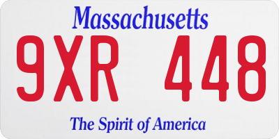 MA license plate 9XR448