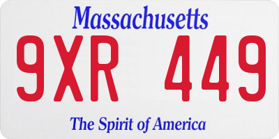 MA license plate 9XR449
