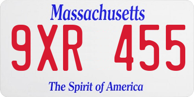 MA license plate 9XR455