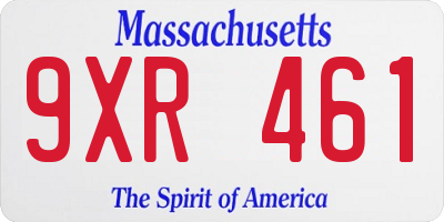 MA license plate 9XR461