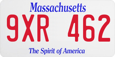 MA license plate 9XR462