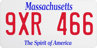 MA license plate 9XR466