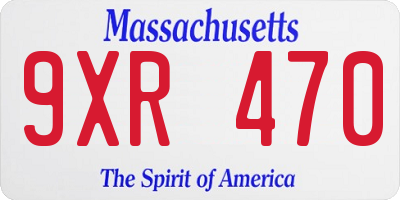 MA license plate 9XR470