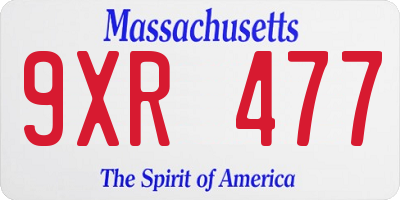 MA license plate 9XR477
