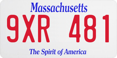 MA license plate 9XR481