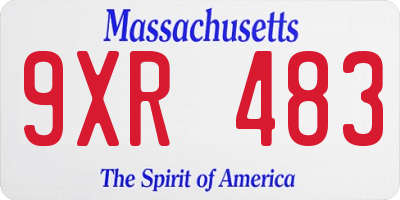 MA license plate 9XR483