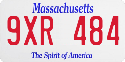 MA license plate 9XR484