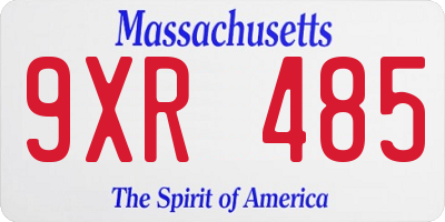 MA license plate 9XR485