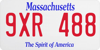 MA license plate 9XR488