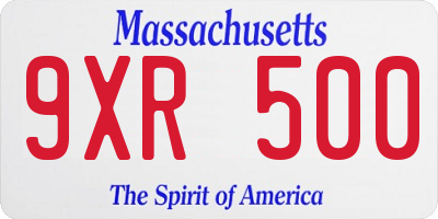 MA license plate 9XR500