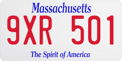 MA license plate 9XR501