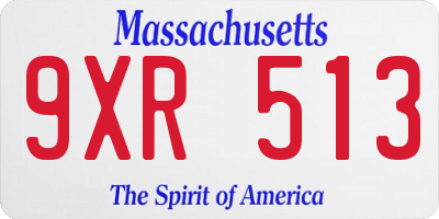 MA license plate 9XR513