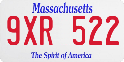 MA license plate 9XR522