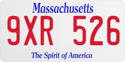 MA license plate 9XR526