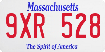 MA license plate 9XR528