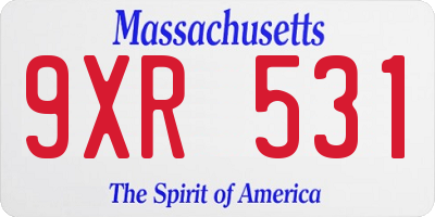 MA license plate 9XR531