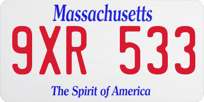 MA license plate 9XR533