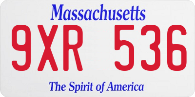 MA license plate 9XR536