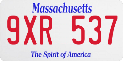 MA license plate 9XR537
