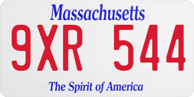 MA license plate 9XR544