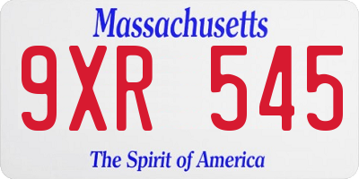MA license plate 9XR545