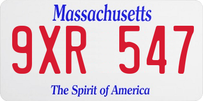 MA license plate 9XR547