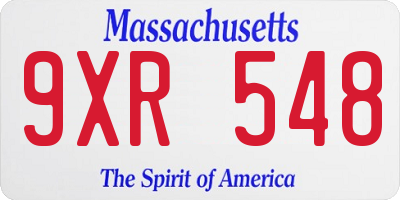MA license plate 9XR548