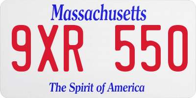 MA license plate 9XR550