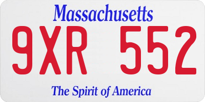 MA license plate 9XR552