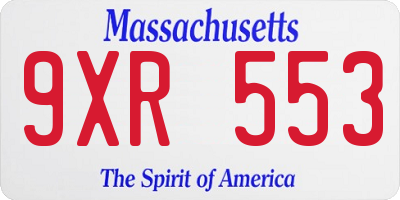 MA license plate 9XR553