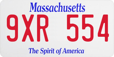 MA license plate 9XR554