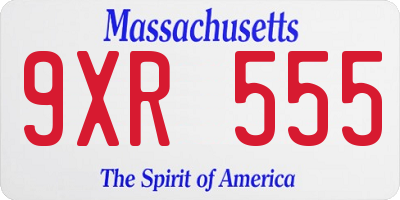 MA license plate 9XR555