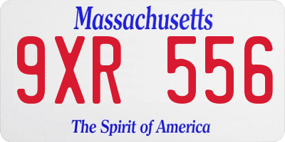 MA license plate 9XR556