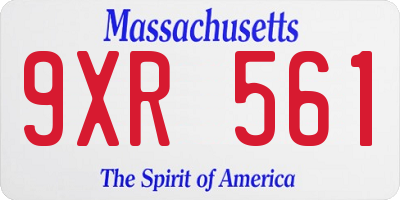 MA license plate 9XR561