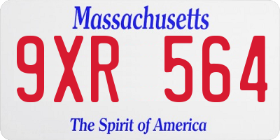 MA license plate 9XR564