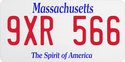 MA license plate 9XR566