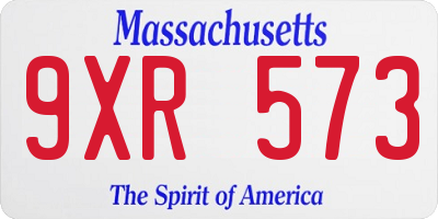 MA license plate 9XR573