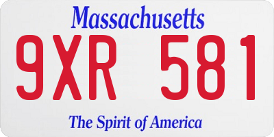 MA license plate 9XR581