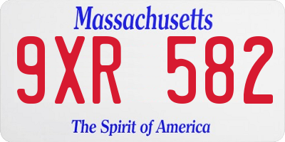 MA license plate 9XR582