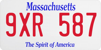 MA license plate 9XR587