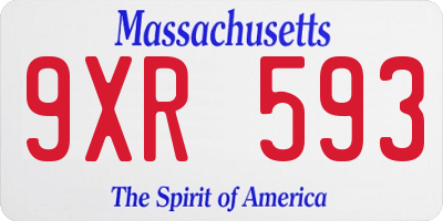 MA license plate 9XR593
