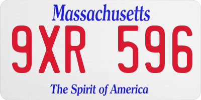 MA license plate 9XR596