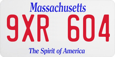 MA license plate 9XR604