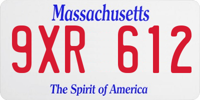 MA license plate 9XR612