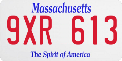 MA license plate 9XR613