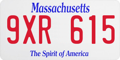 MA license plate 9XR615