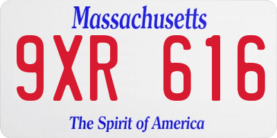 MA license plate 9XR616