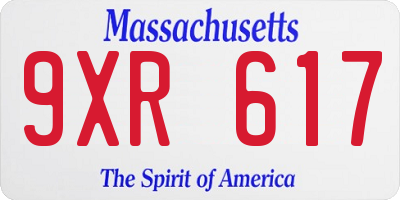 MA license plate 9XR617