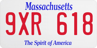 MA license plate 9XR618