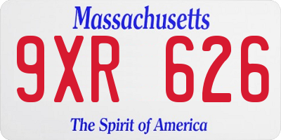MA license plate 9XR626